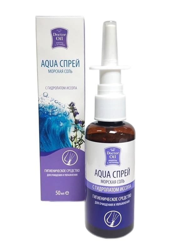 Гигиеническое средство для очищения и увлажнения «AQUA спрей» - Морская соль с гидролатом иссопа